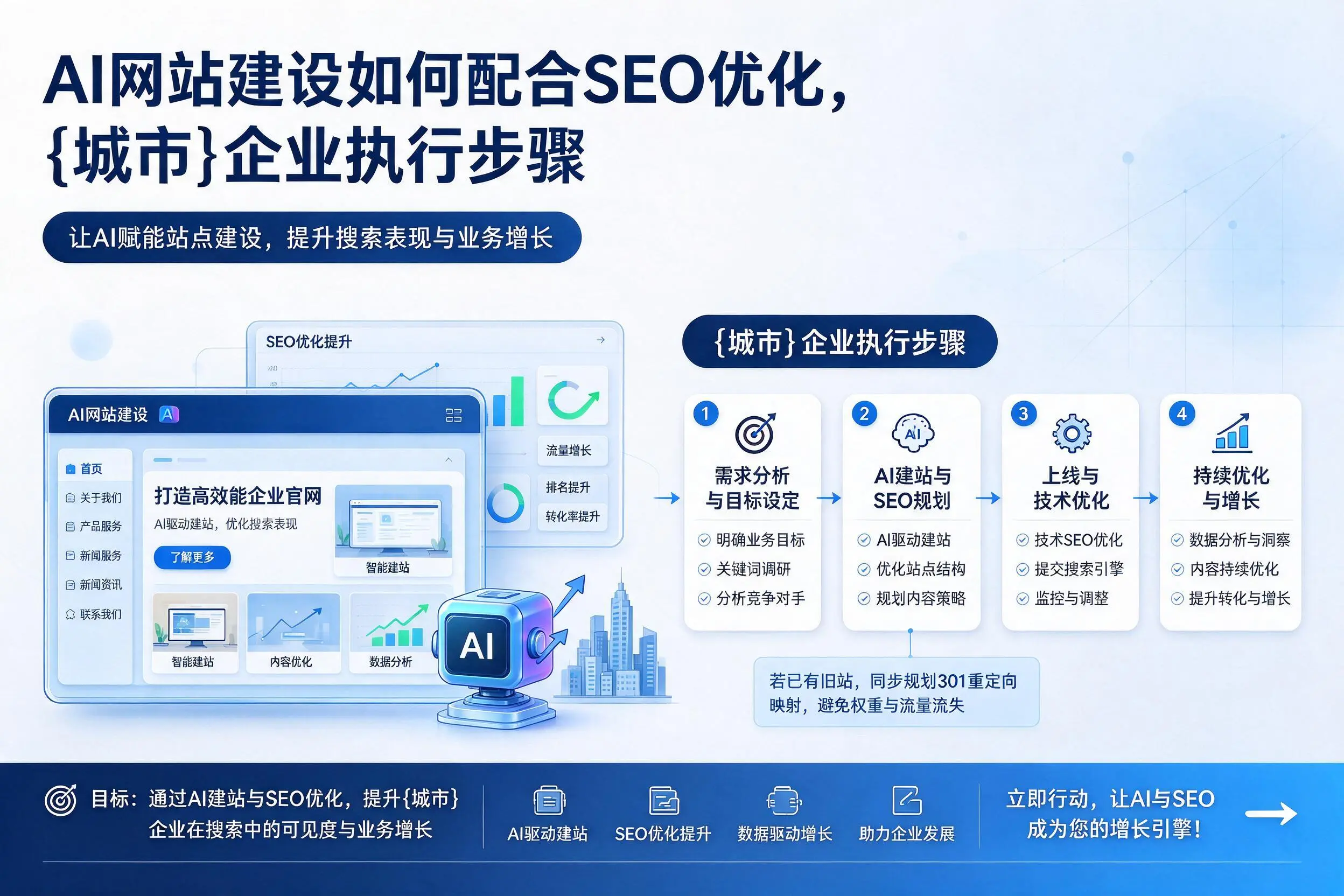 AI网站建设如何配合SEO优化,济宁企业执行步骤
