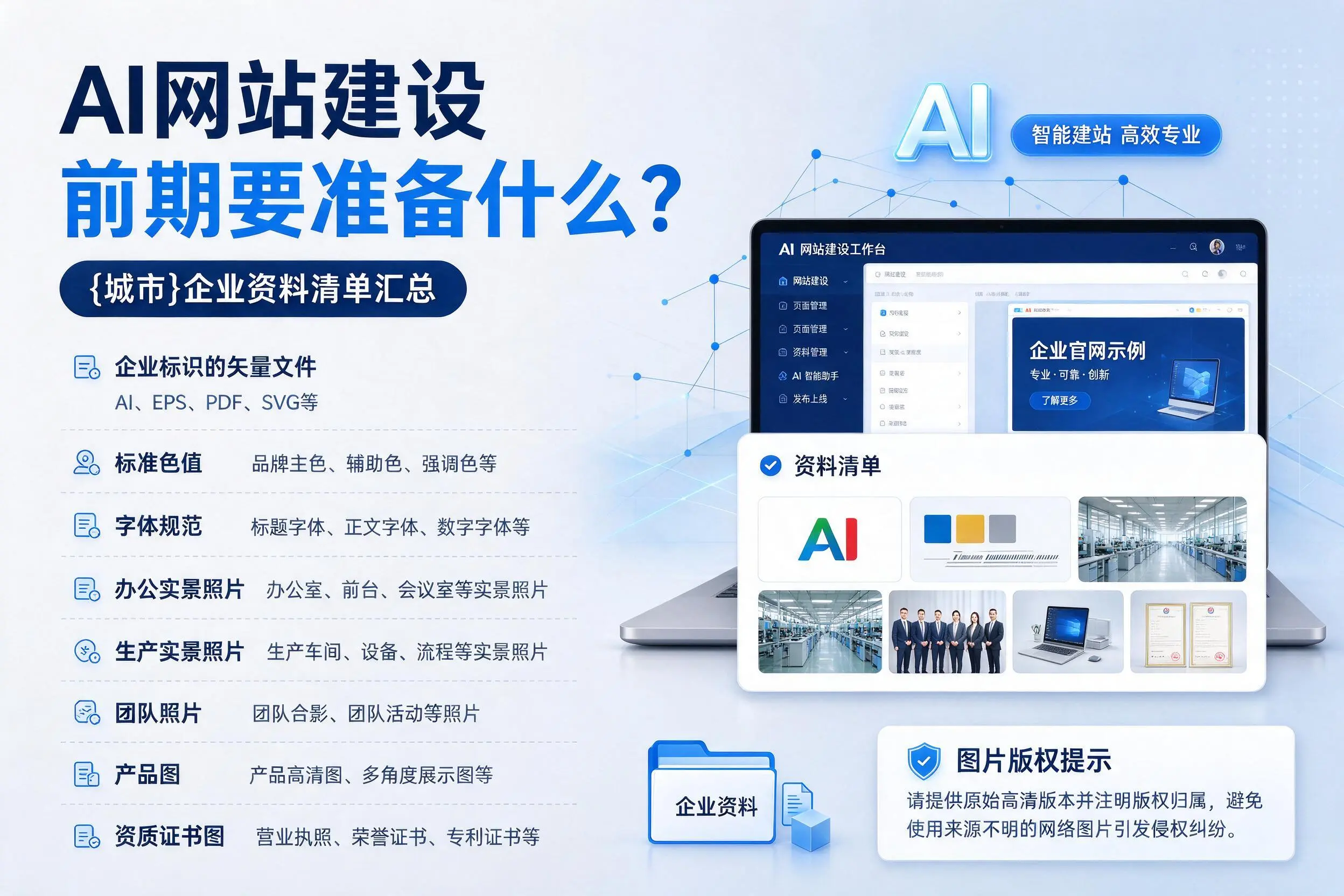 AI网站建设前期要准备什么?济宁企业资料清单汇总